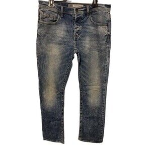 Buckle BKE Jake Jeans Mens 34 x 32.5 Straight Leg Button Fly Distressed